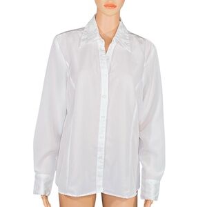 Penmans Elegant Vintage Blouse Embroidered Pointed Collar Old Money Quiet Luxury